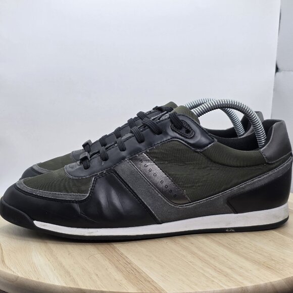 Hugo Boss Maze Low Sneakers US 8 Black Leather Fabric Casual Shoes UK 7 EU 41 - Picture 1 of 10